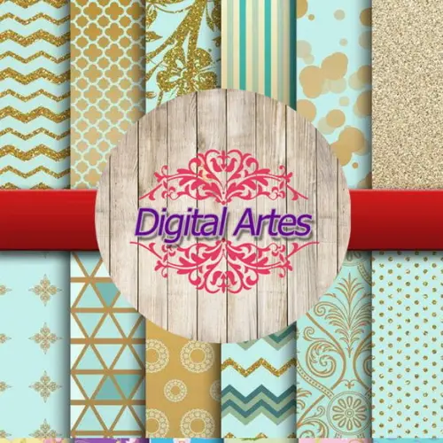 Kit Digital Papéis Dourado