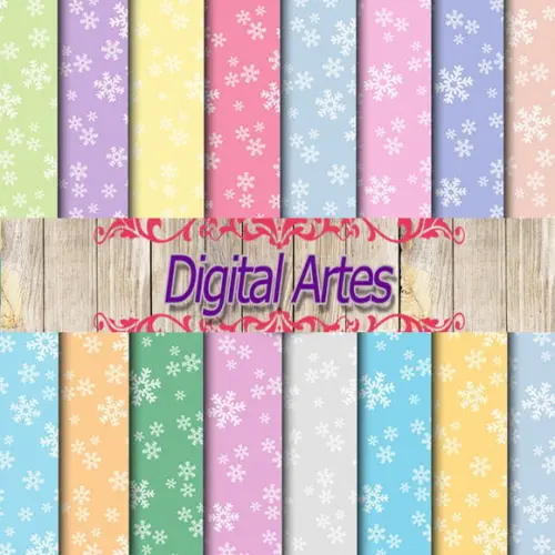 Kit Digital Papéis Flocos de Neve