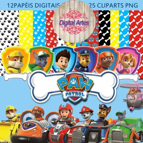 Kit Digital Papéis Patrulha Canina