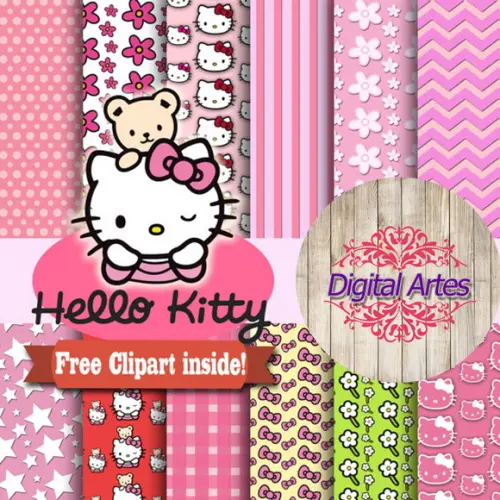 Kit Digital Papéis Hello Kitty