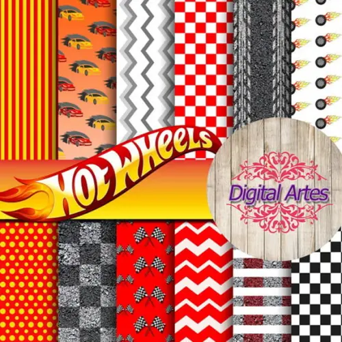 Kit Digital Papéis Hot Wheels