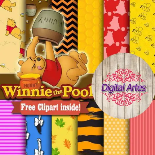 Kit Digital Papéis Ursinho Pooh