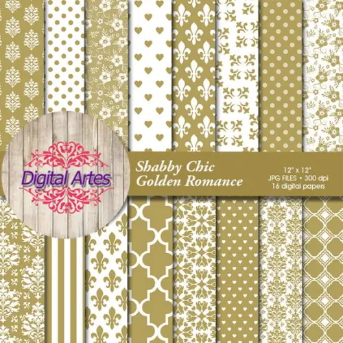 Kit Digital Papéis Dourado