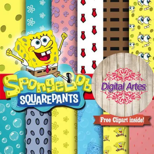 Kit Digital Papéis Bob Sponja