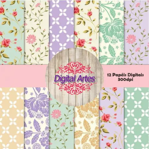 Kit Digital Papéis Florais