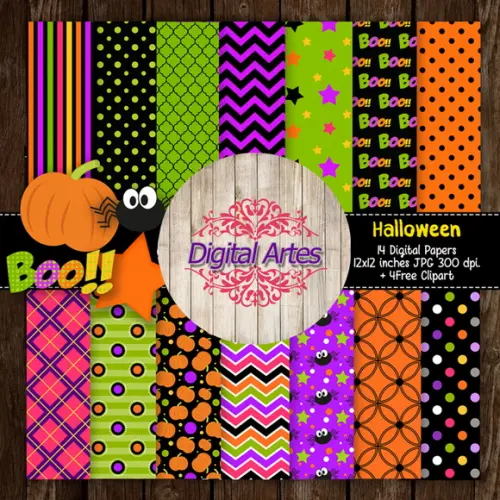Kit Digital Papéis Dia Das Bruxas (Halloween)