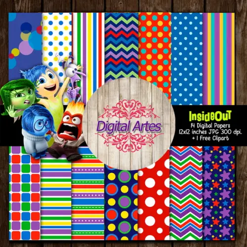 Kit Digital Papéis Divertida Mente
