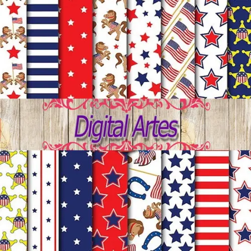 Kit Digital Papéis Estados Unidos