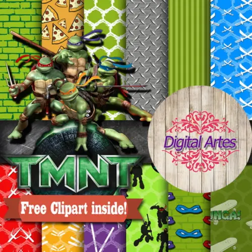 Kit Digital Papéis Tartarugas Ninjas
