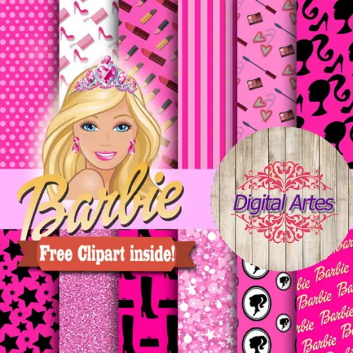 Kit Digital Papéis Barbie