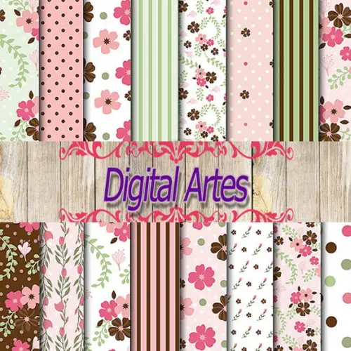 Kit Digital Papéis Florais