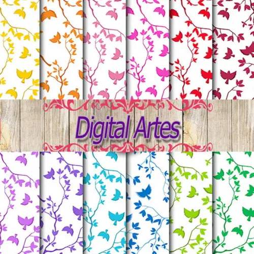 Kit Digital Papéis Passarinhos