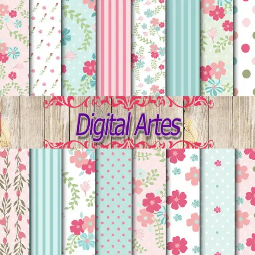 Kit Digital Papéis Florais