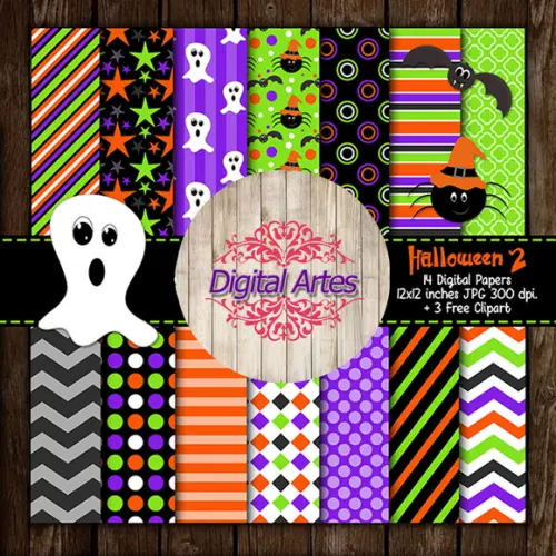 Kit Digital Papéis Dia Das Bruxas (Halloween)