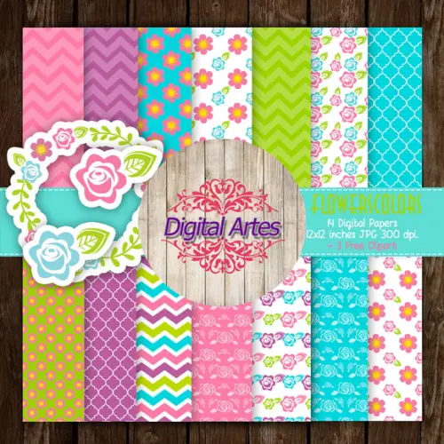 Kit Digital Papéis Florais