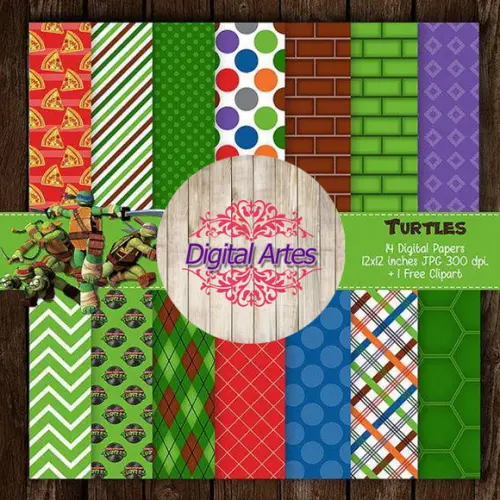 Kit Digital Papéis Tartarugas Ninjas