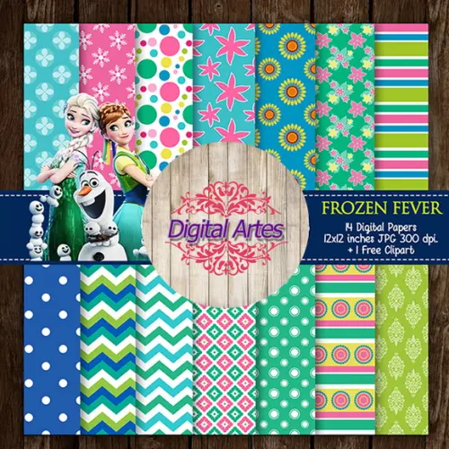 Kit Digital Papéis Frozen Fever