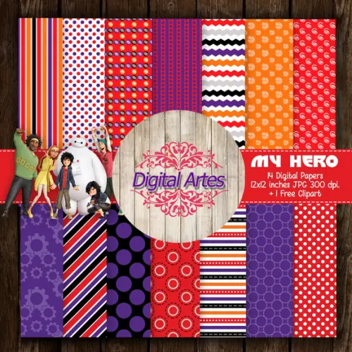 Kit Digital Papéis Big Hero