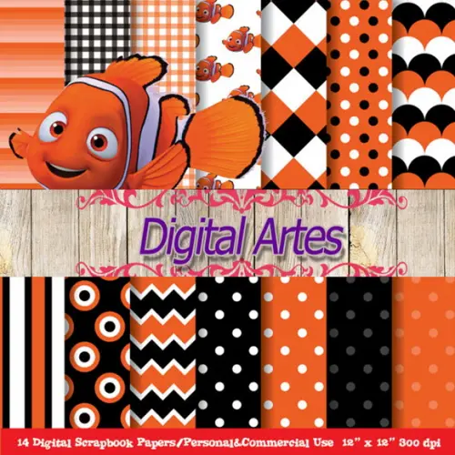 Kit Digital Papéis Procurando Nemo