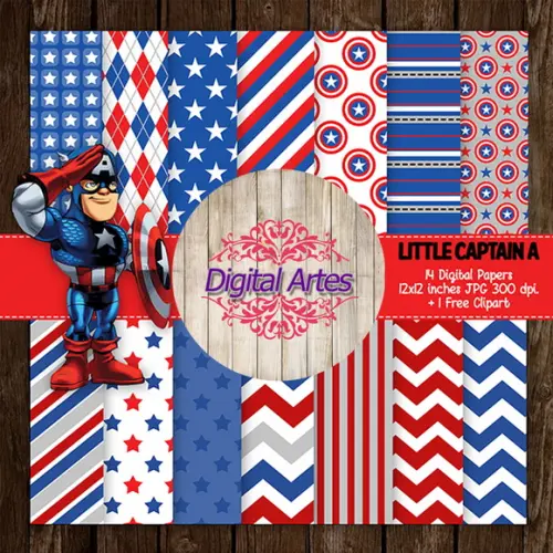 Kit Digital Papéis Capitão América