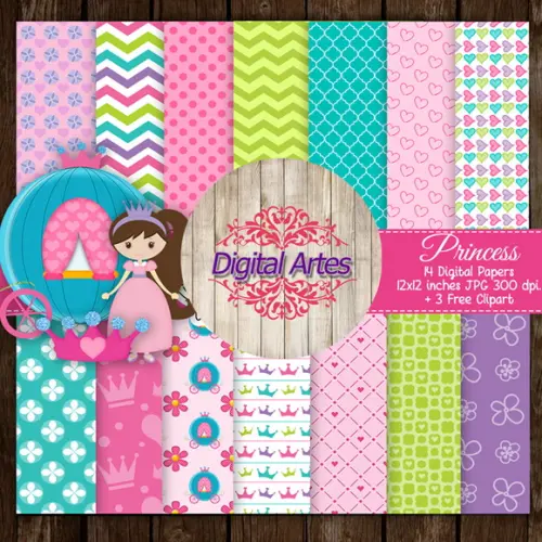 Kit Digital Papéis Princesa