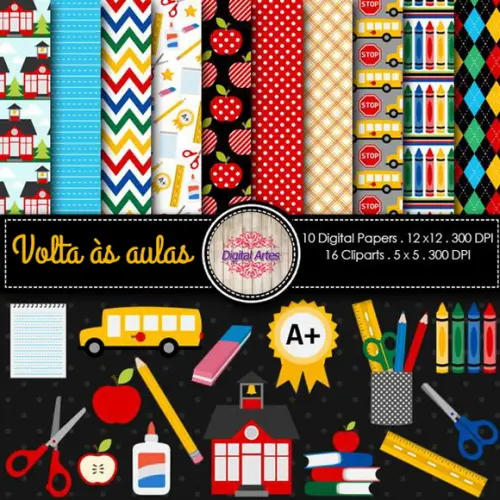 Kit Digital Papéis Volta às Aulas