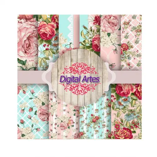 Kit Digital Papéis Florais