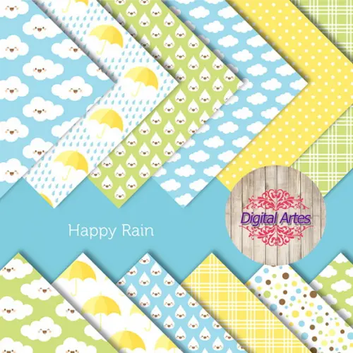 Kit Digital Papéis Chuva