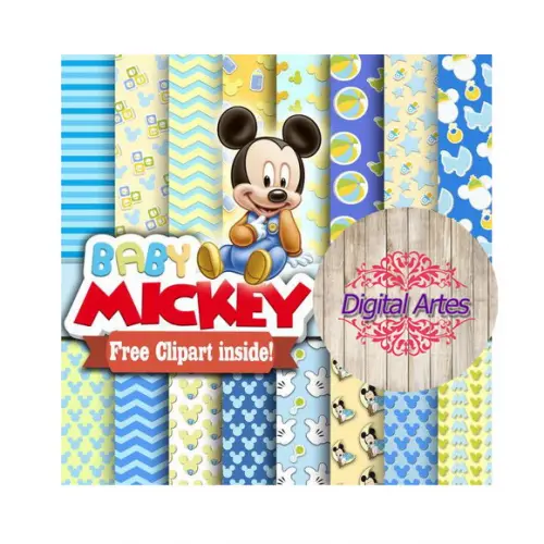 Kit Digital Papéis Bebê Mickey