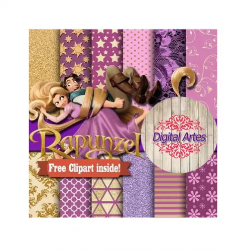Kit Digital Papéis Rapunzel