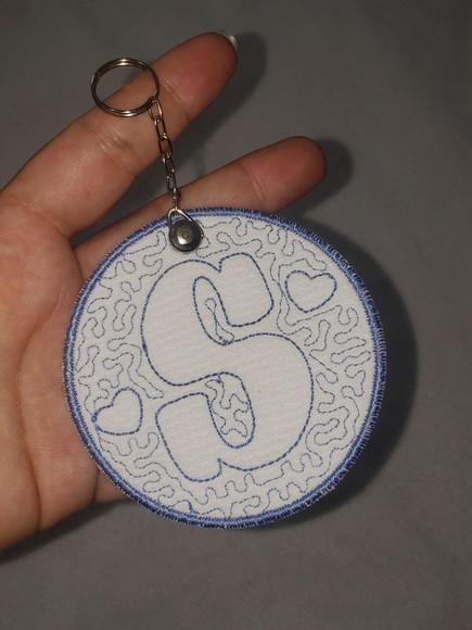Chaveiro Letra Bordado Personalizado