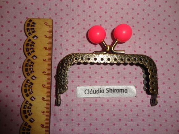 Fecho da vovó quadrado bolinha colorida rosa