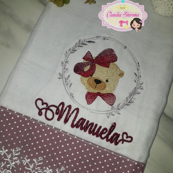 Fralda ombro bordada personalizada