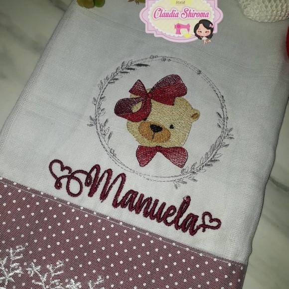 Fralda ombro bordada personalizada