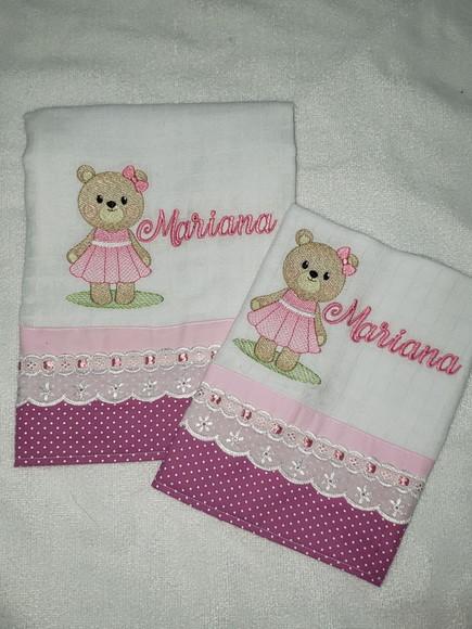 Kit 2 Fraldas Bordadas