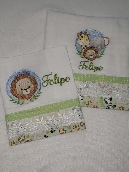 Kit 2 Fraldas Bordadas