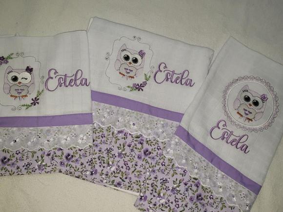 Kit 3 Fraldas Bordadas