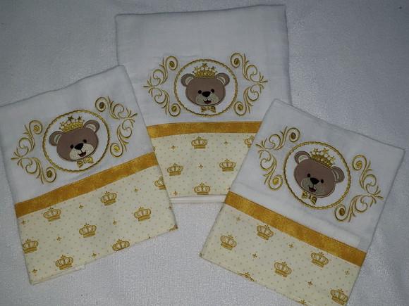 Kit 3 Fraldas Bordadas
