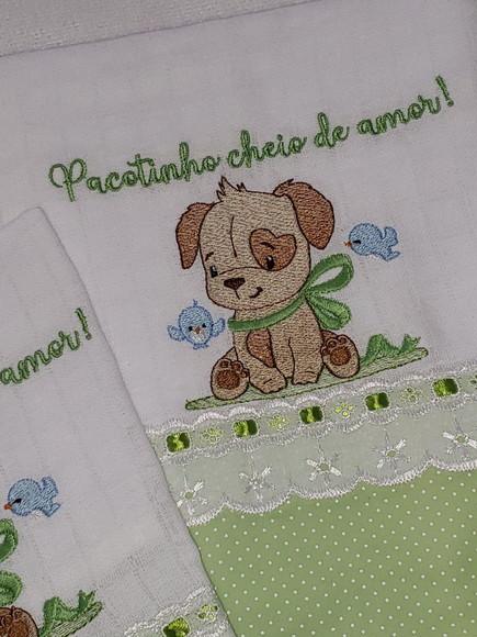 Kit 3 Fraldas Bordadas