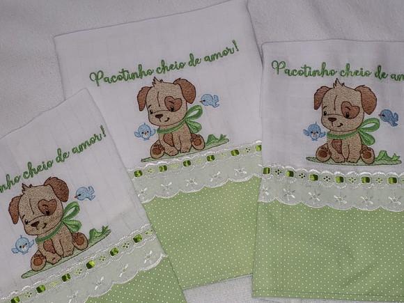 Kit 3 Fraldas Bordadas