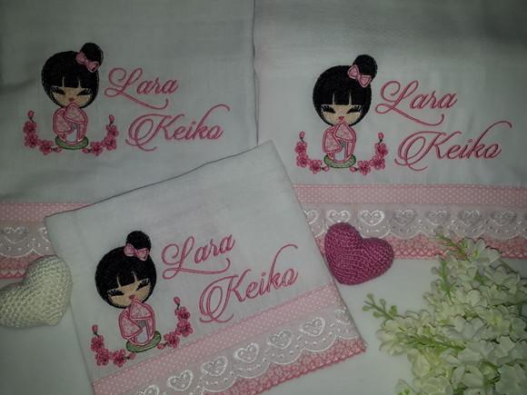 Kit 3 Fraldas Bordadas