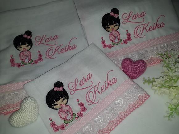Kit 3 Fraldas Bordadas