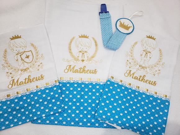 Kit 3 Fraldas Bordadas