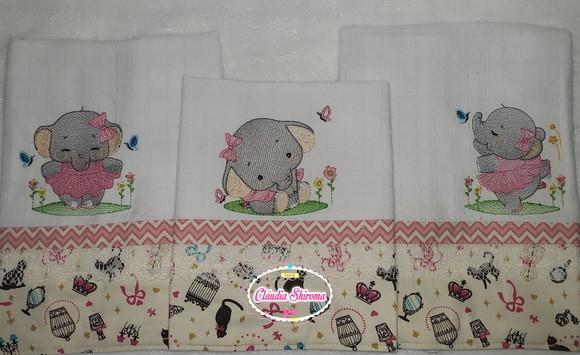 Kit 3 Fraldas Bordadas