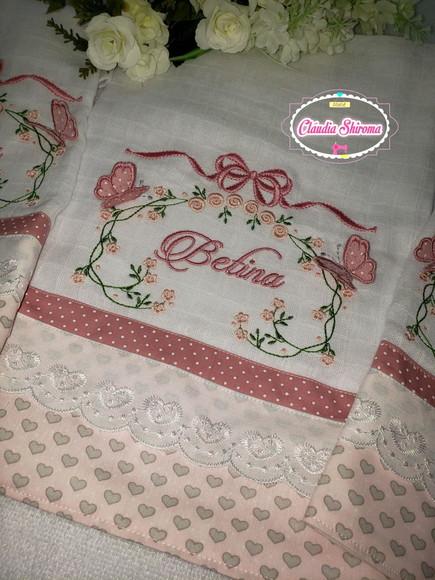 Kit 3 Fraldas Bordadas