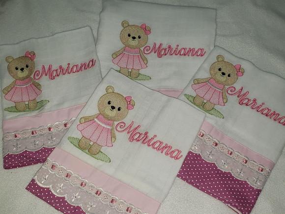 Kit 4 Fraldas Bordadas