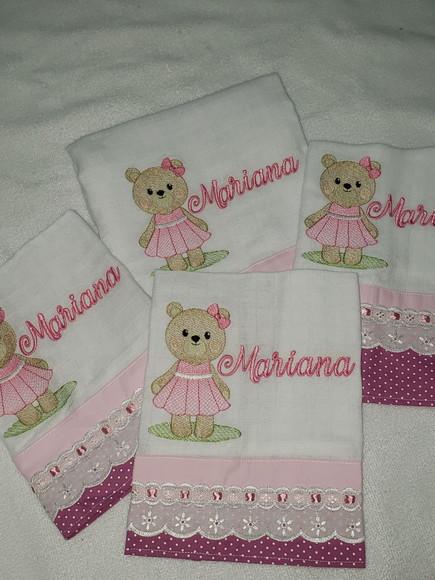 Kit 4 Fraldas Bordadas