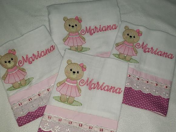 Kit 4 Fraldas Bordadas