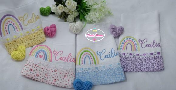 Kit 4 Fraldas De Boca Bordada