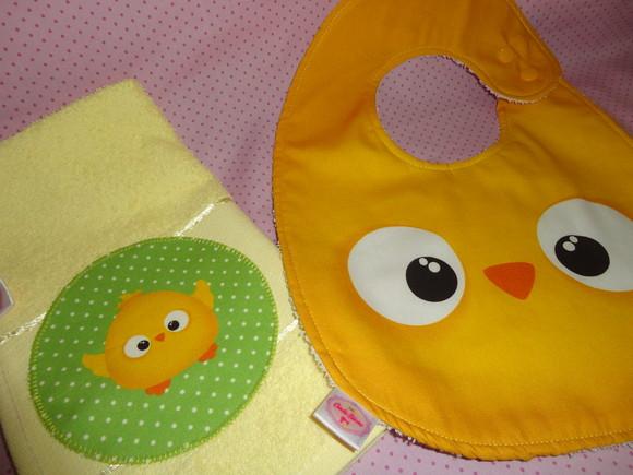 Kit babador Pintinho com toalha de boca